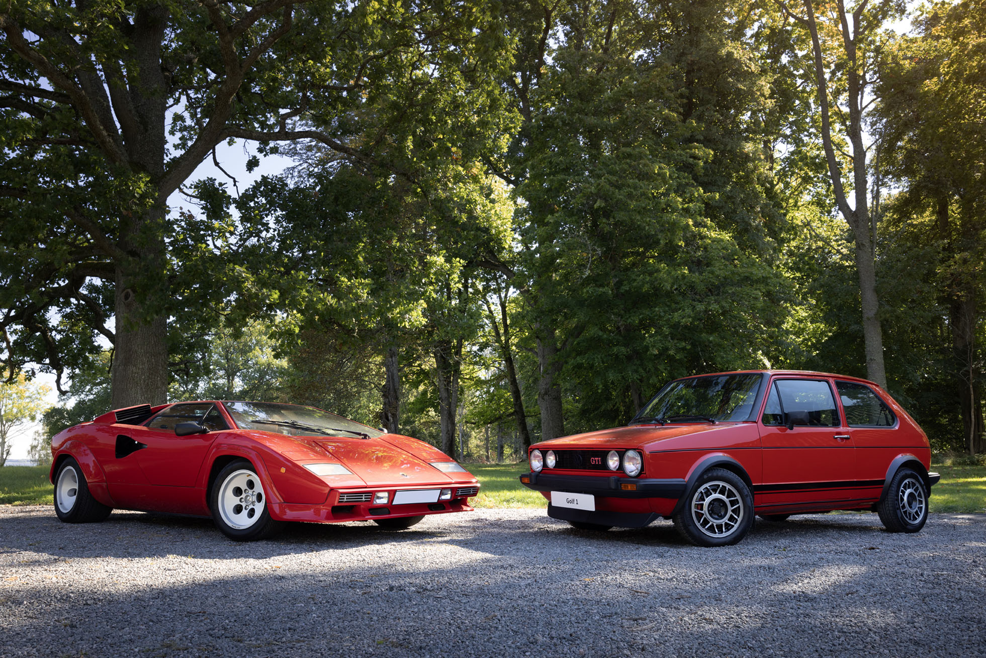 Lamborghini Countach and Volkswagen Golf : - Two well-known fifties!